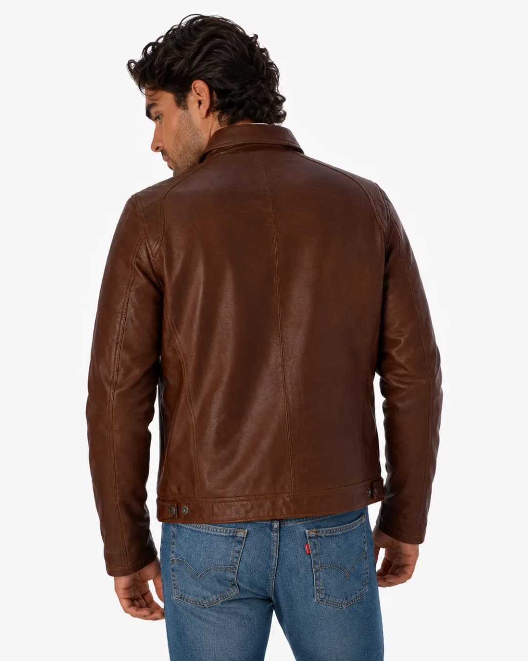 Mens Brown Cafe Racer Leather Jacket_6