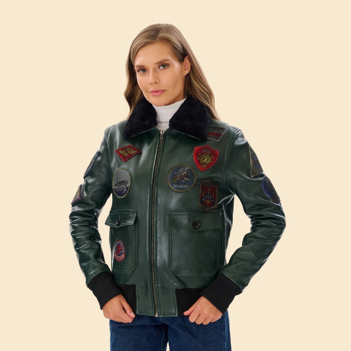 Women A-2 Flight Top Gun Pilot Bomber Jacket