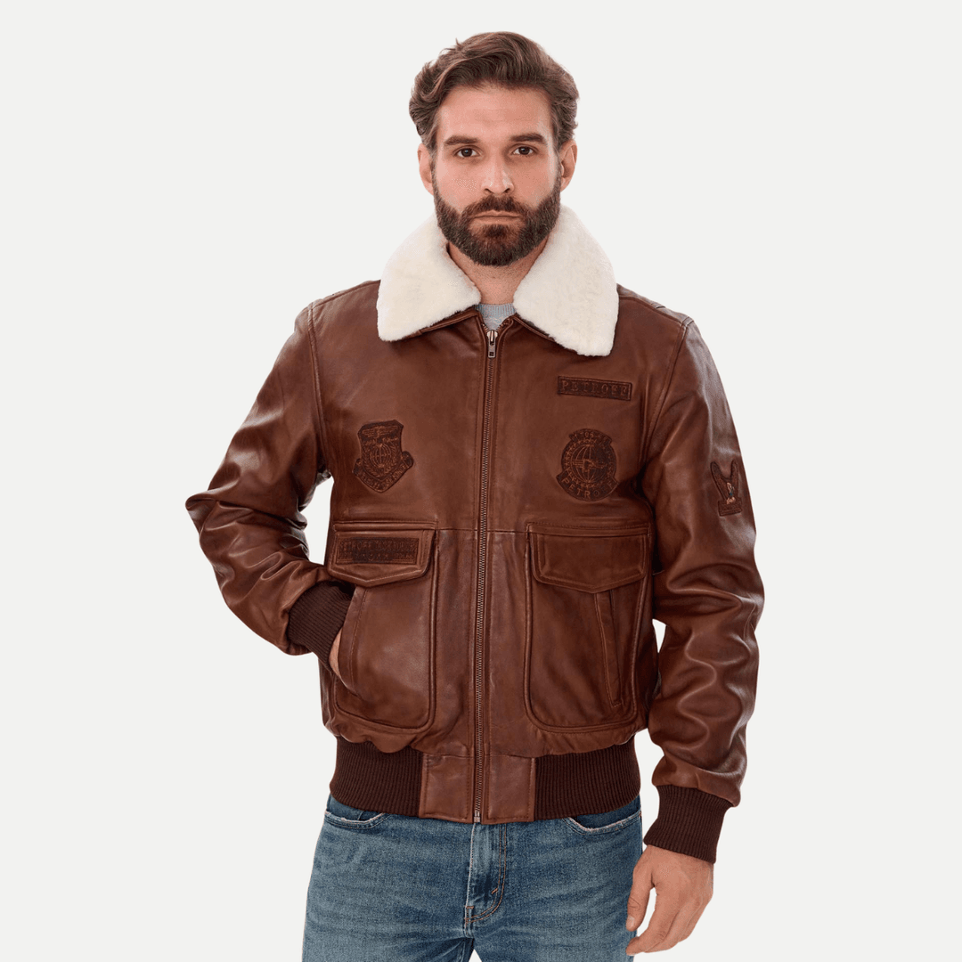 men sheepskin pilot jacket