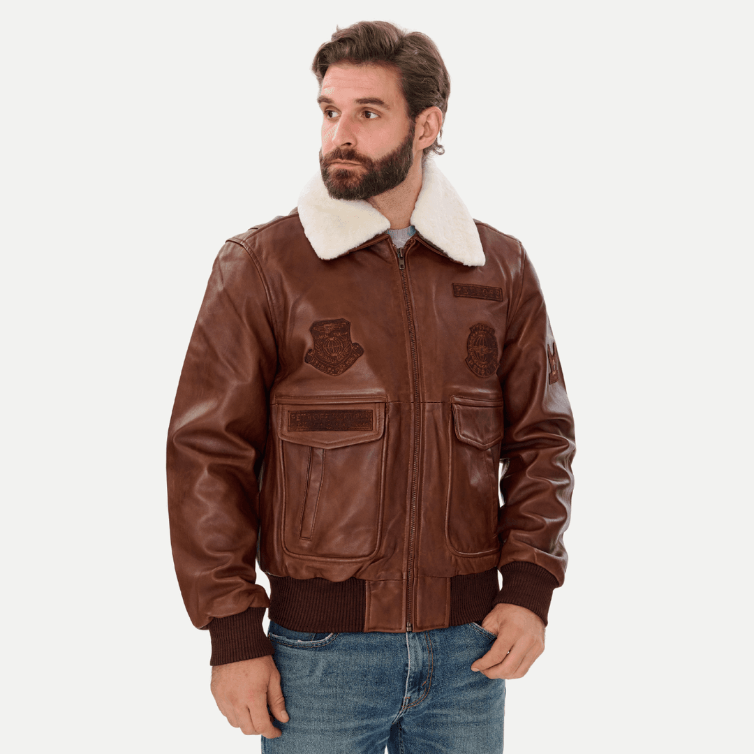 men sheepskin pilot jacket