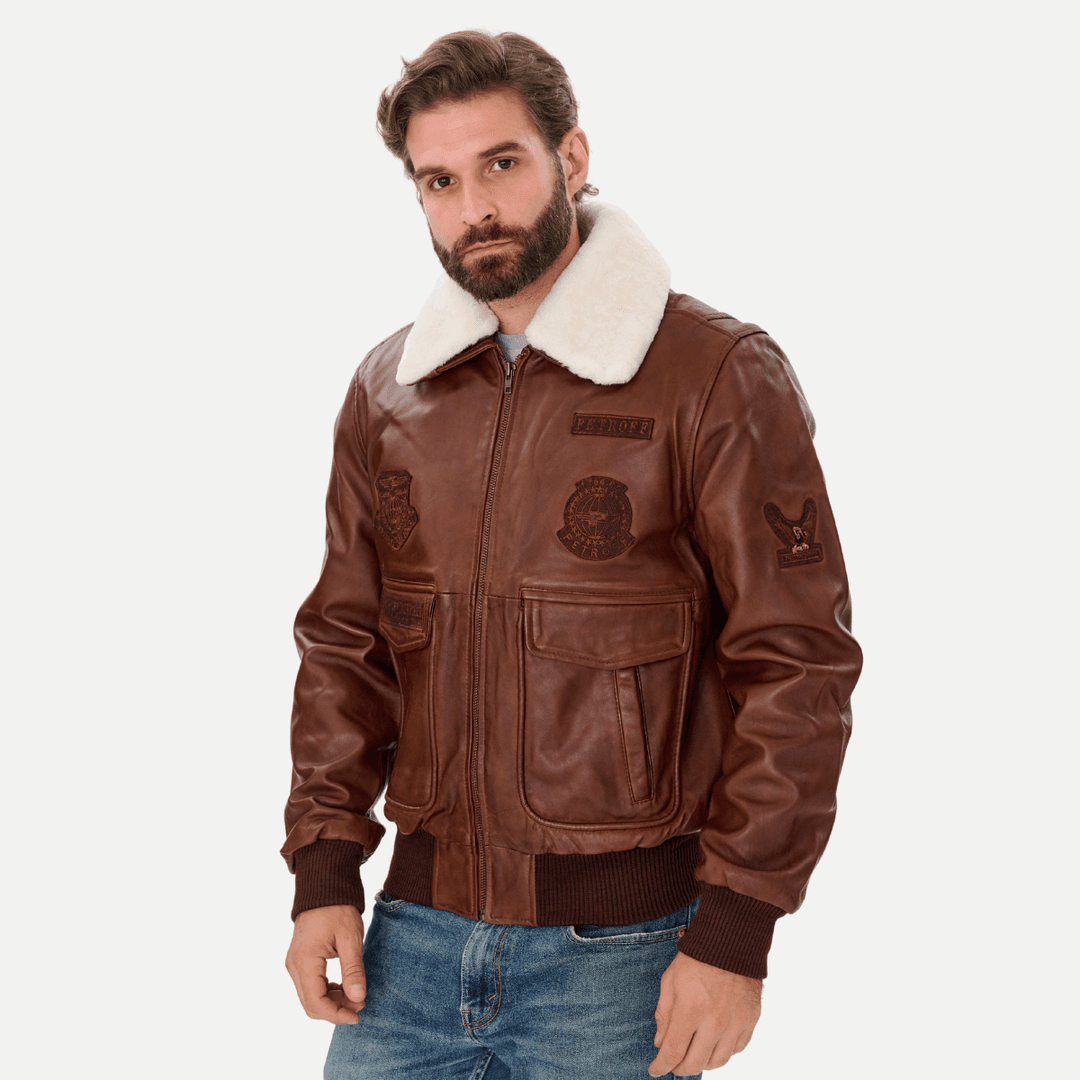 men sheepskin pilot jacket