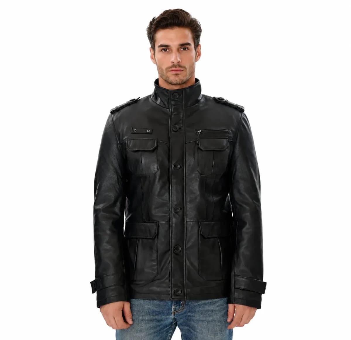 Mens Black Leather Coat