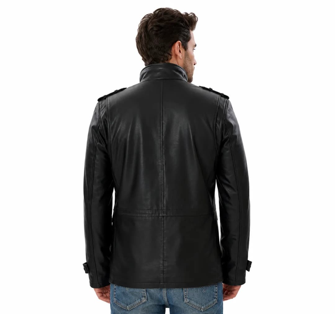 Mens Black Leather Coat_6