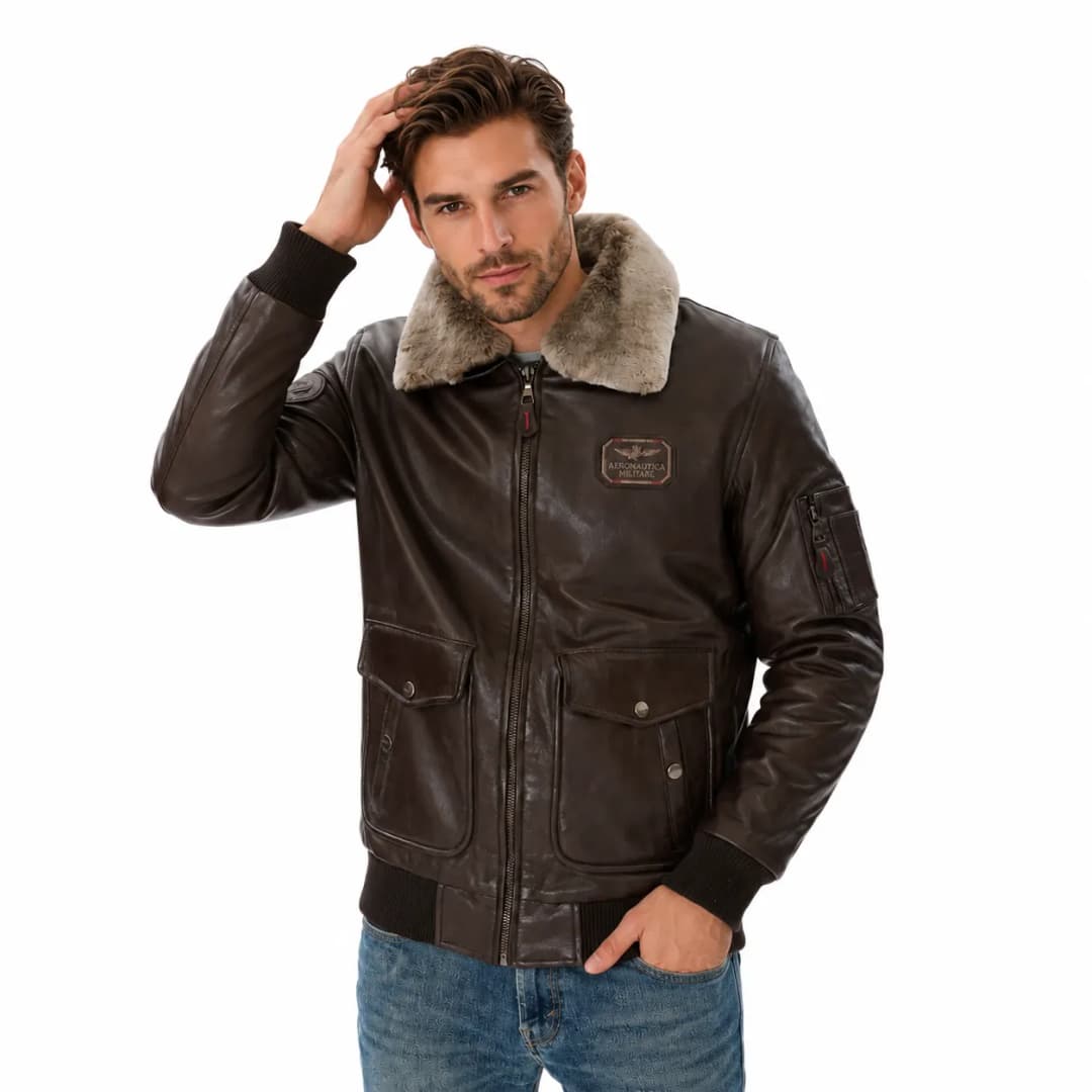 Mens Brown Leather Flight Jacket_2