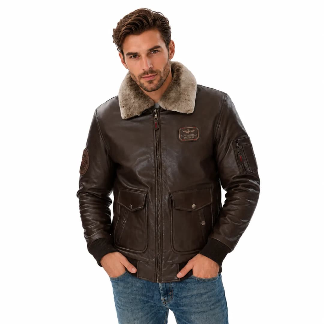 Mens Brown Leather Flight Jacket_3