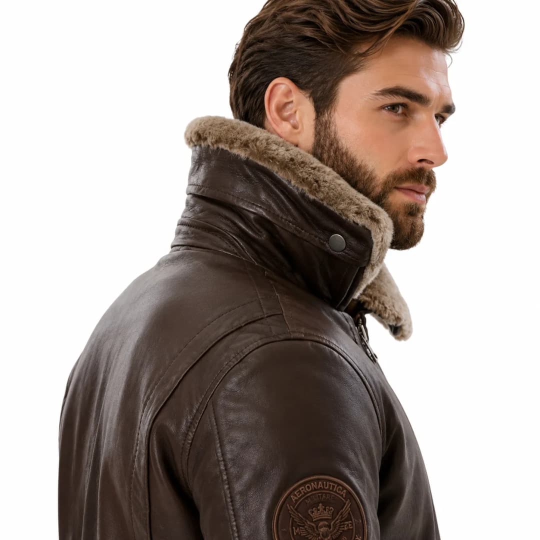 Mens Brown Leather Flight Jacket_7