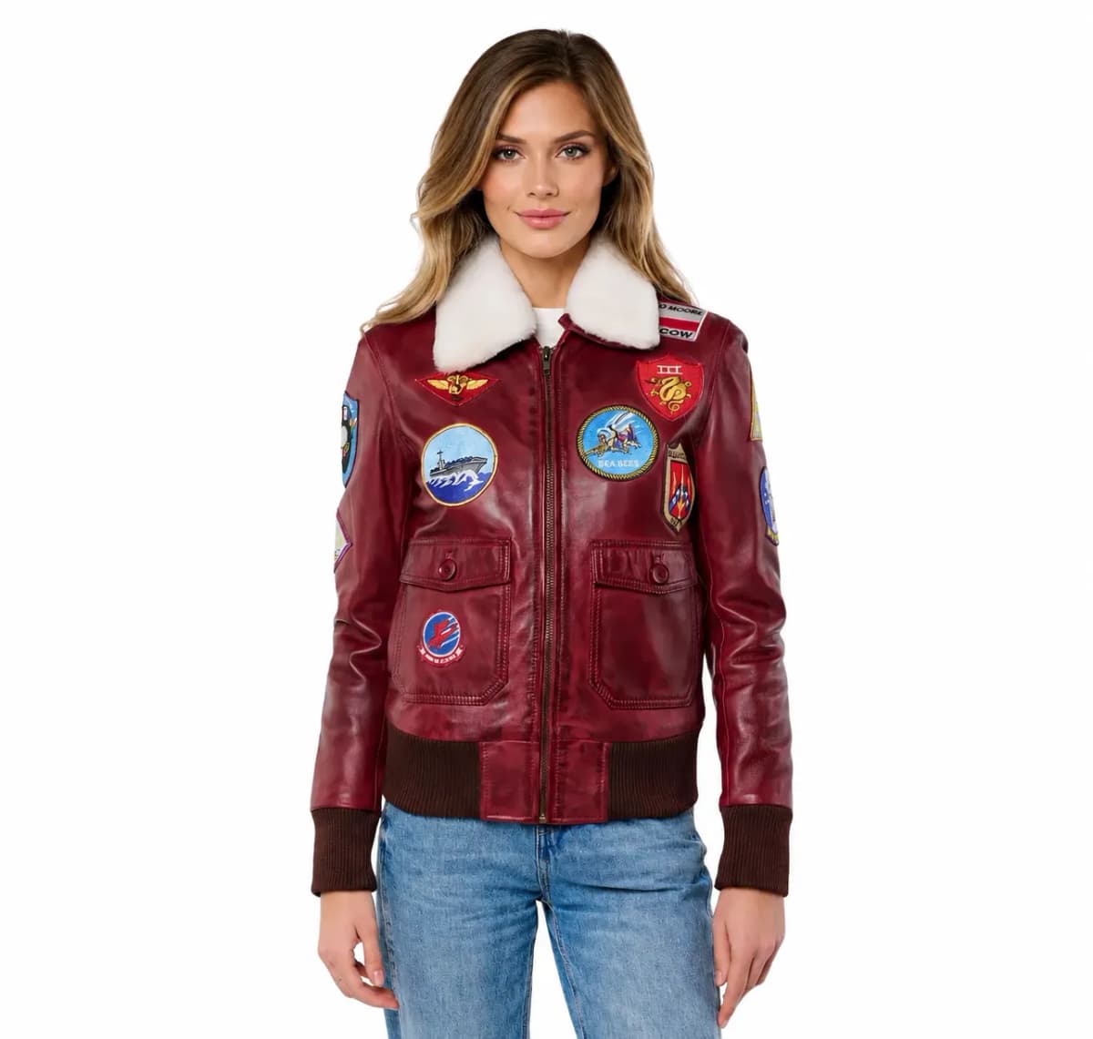 Womens G1 Pilot Leather Bomber Jacket