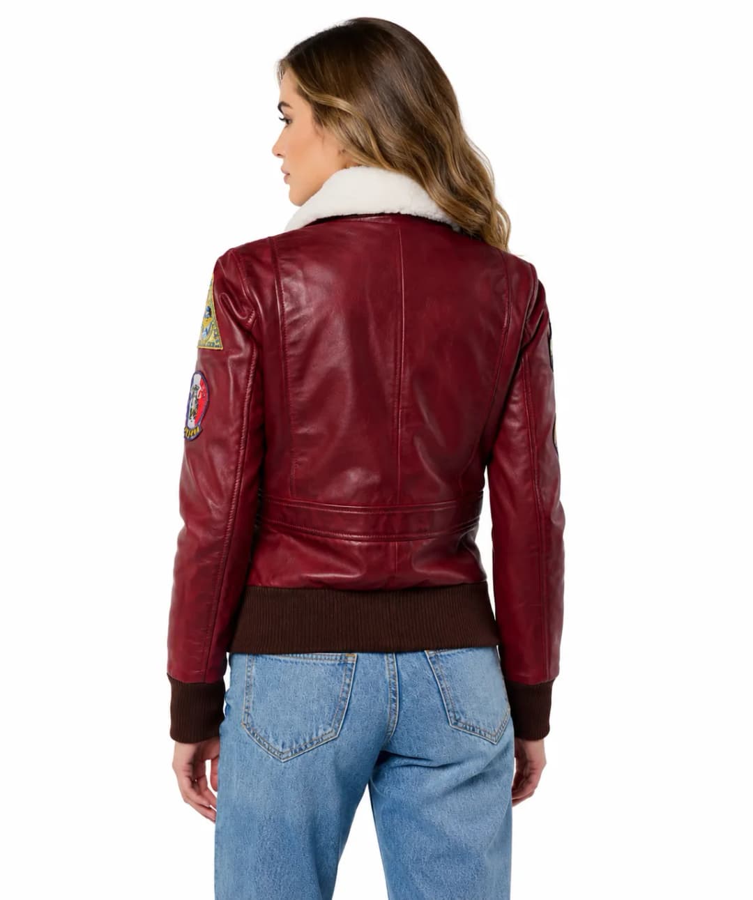 Womens G1 Pilot Leather Bomber Jacket-4