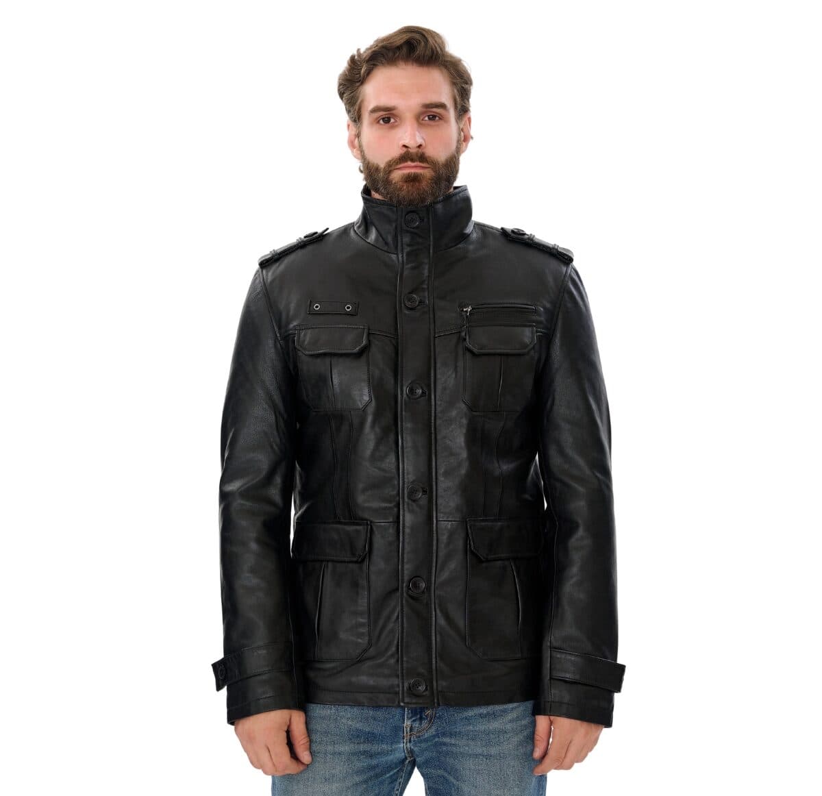 Mens Black Leather Coat