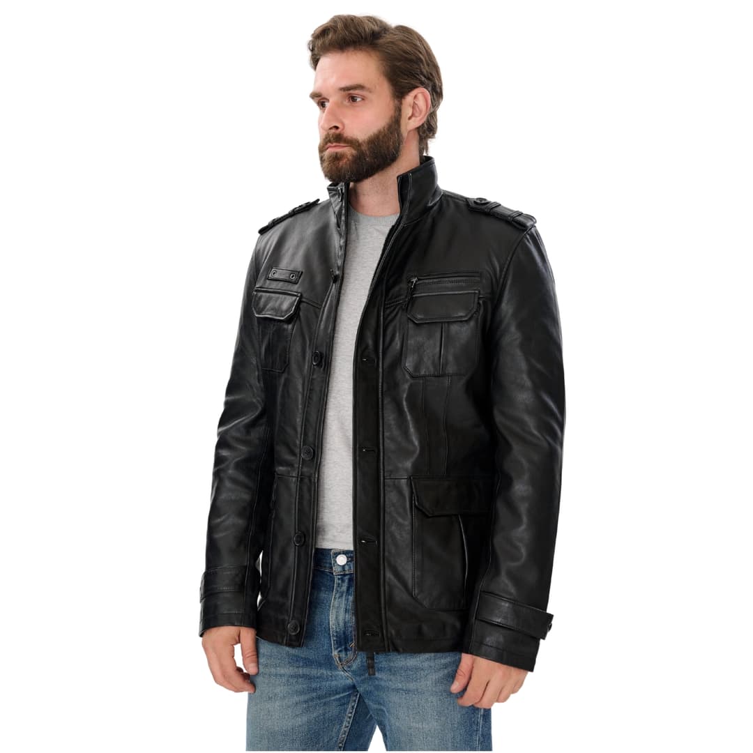 mens-black-leather-cMens Black Real Leather Coatoat (4)