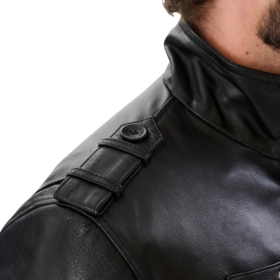 Mens Black Real Leather Coat