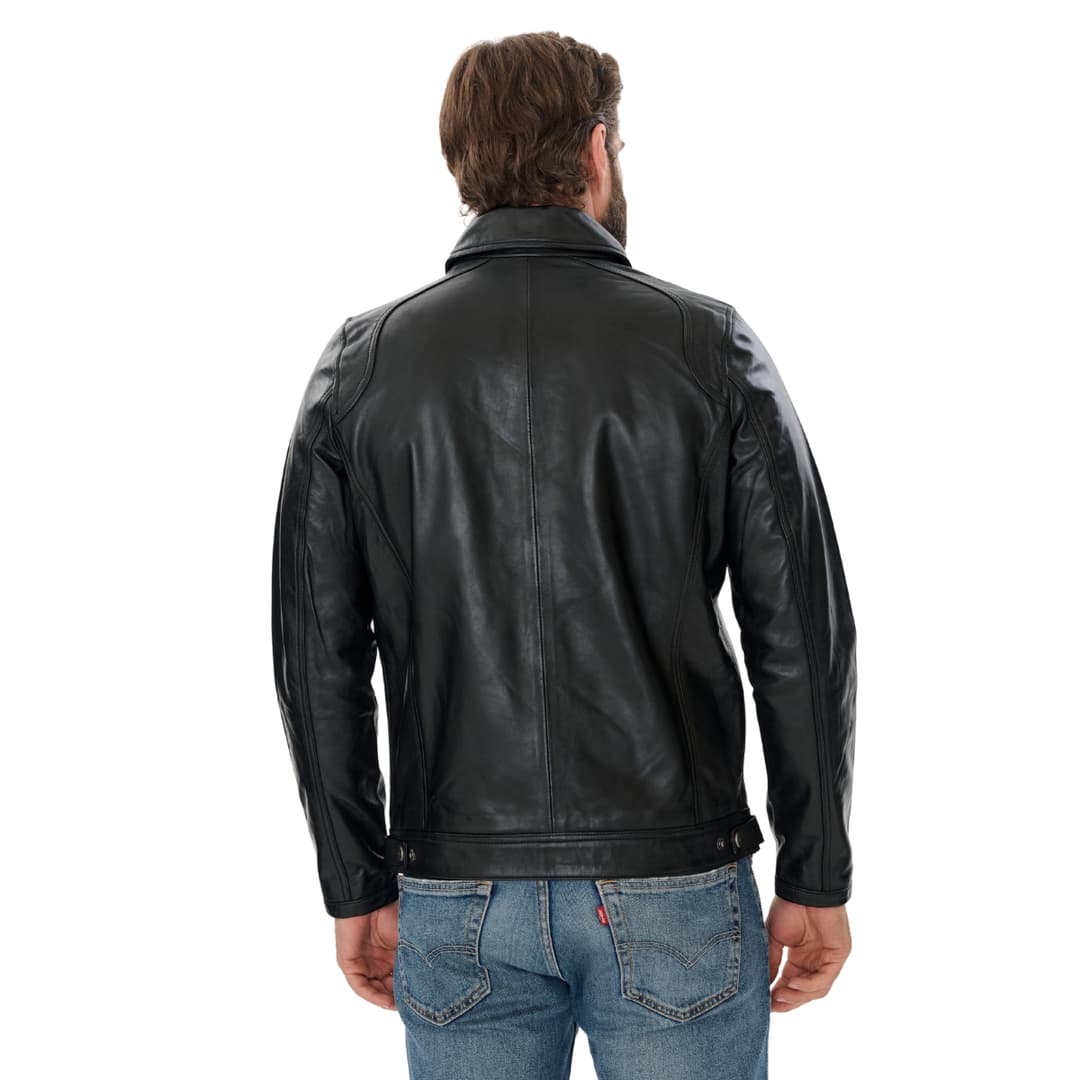Mens Cafe Racer Black Motorycle Jacket
