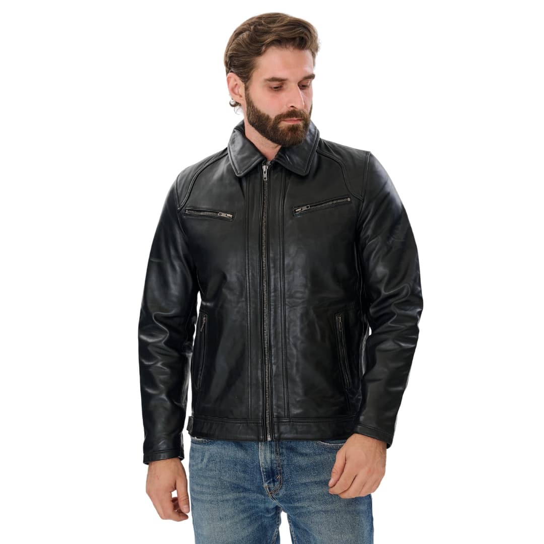 Mens Cafe Racer Black Motorycle Jacket
