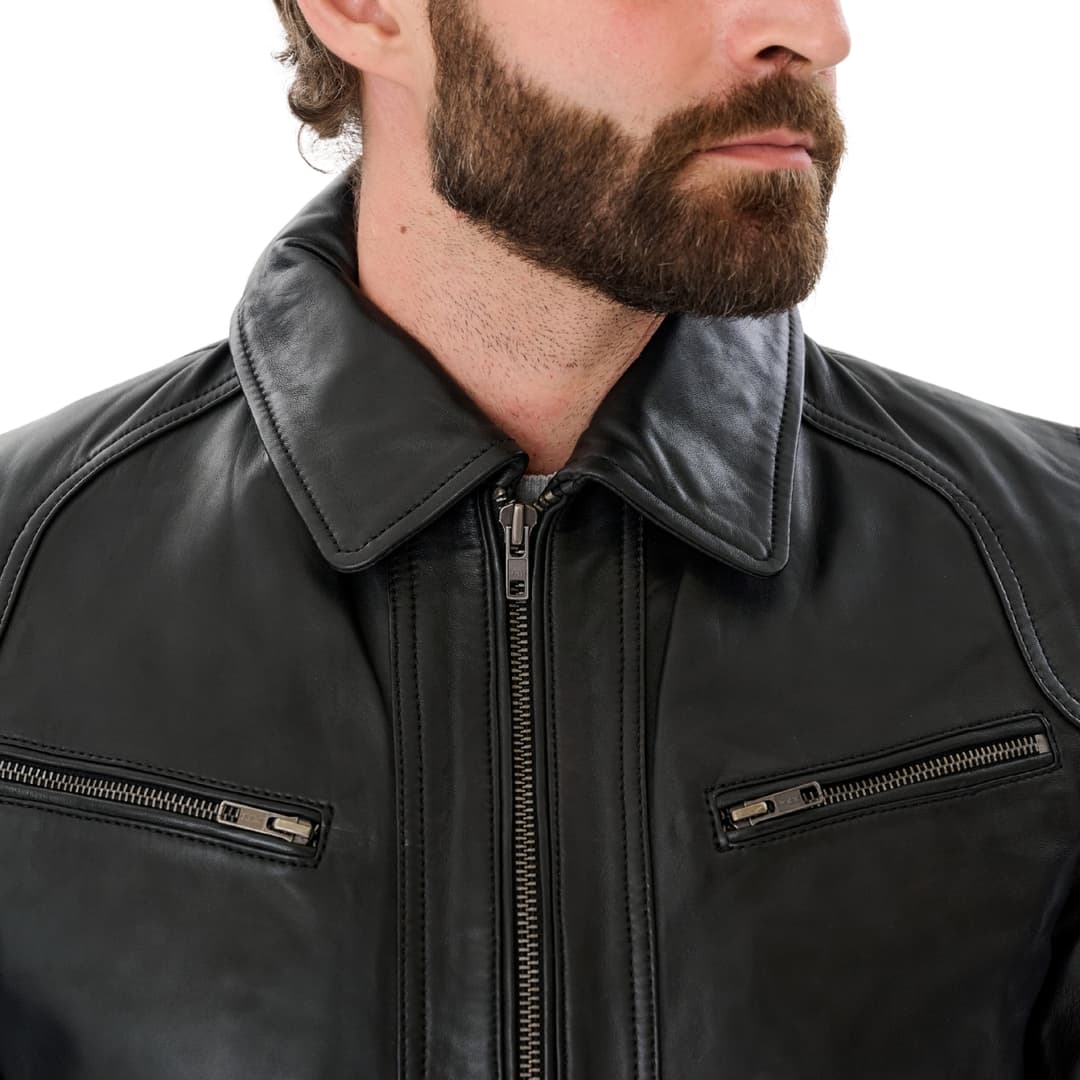 Mens Cafe Racer Black Motorycle Jacket