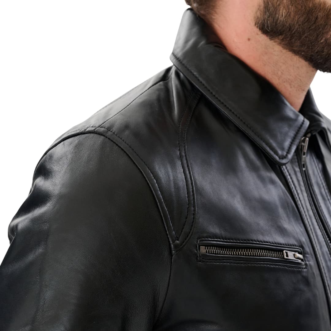 Mens Cafe Racer Black Motorycle Jacket
