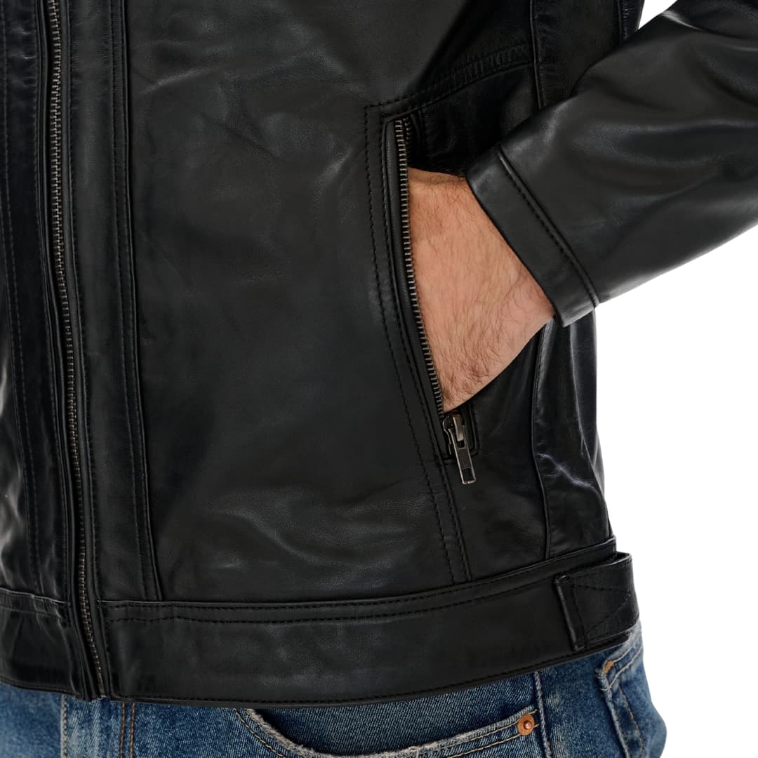 Mens Cafe Racer Black Motorycle Jacket