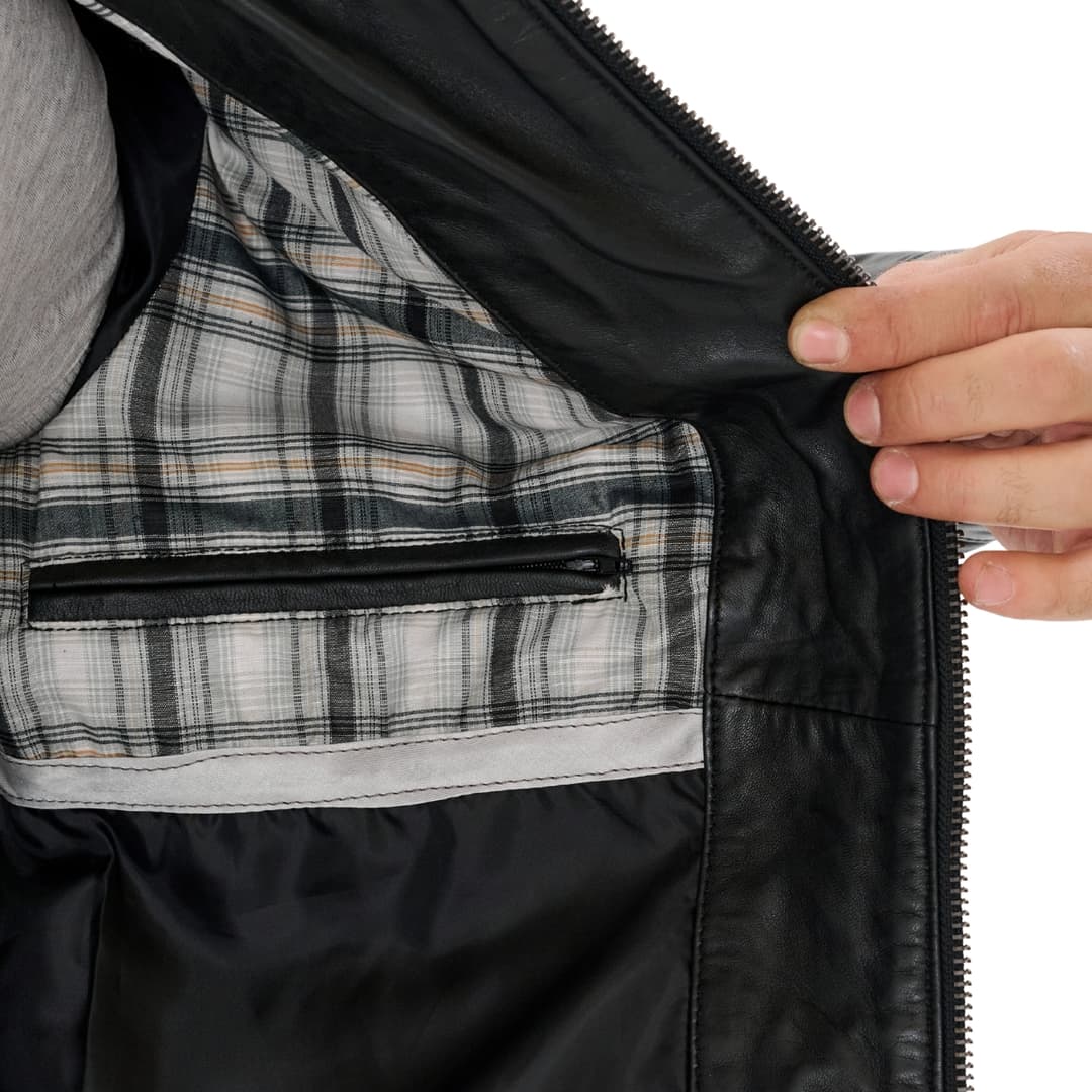 Mens Cafe Racer Black Motorycle Jacket