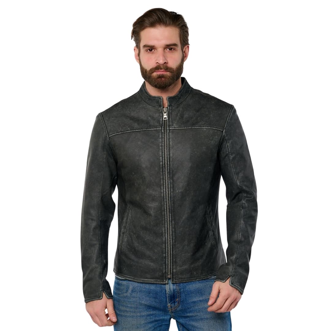 Black Vintage Mens Real Leather Jacket