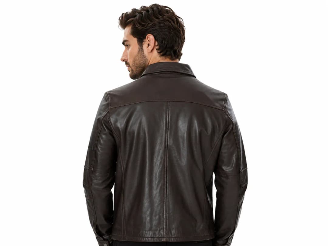 Mens Brown Trucker Leather Jacket_5