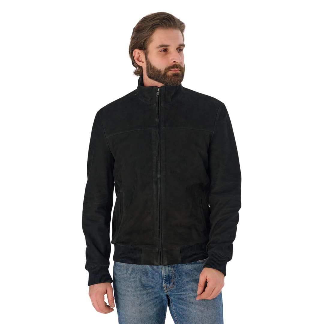 Men Black Suede Nubuck Leather Jacket