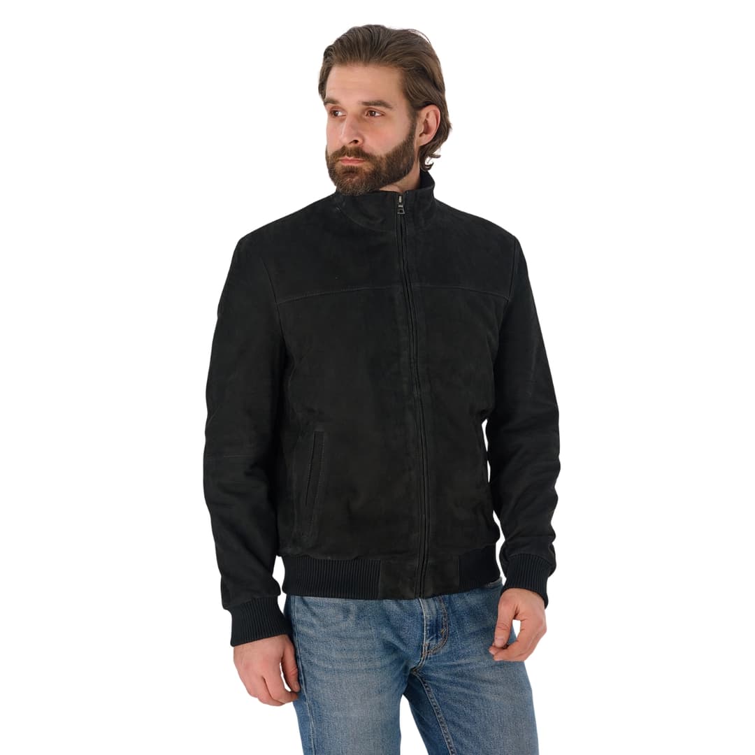 Men Black Suede Nubuck Leather Jacket