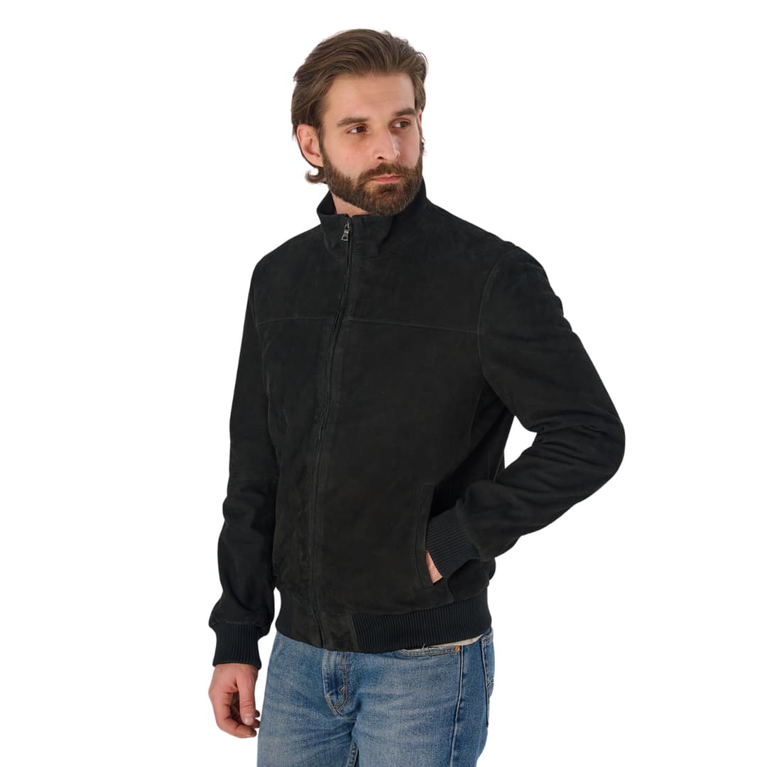 Men Black Suede Nubuck Leather Jacket
