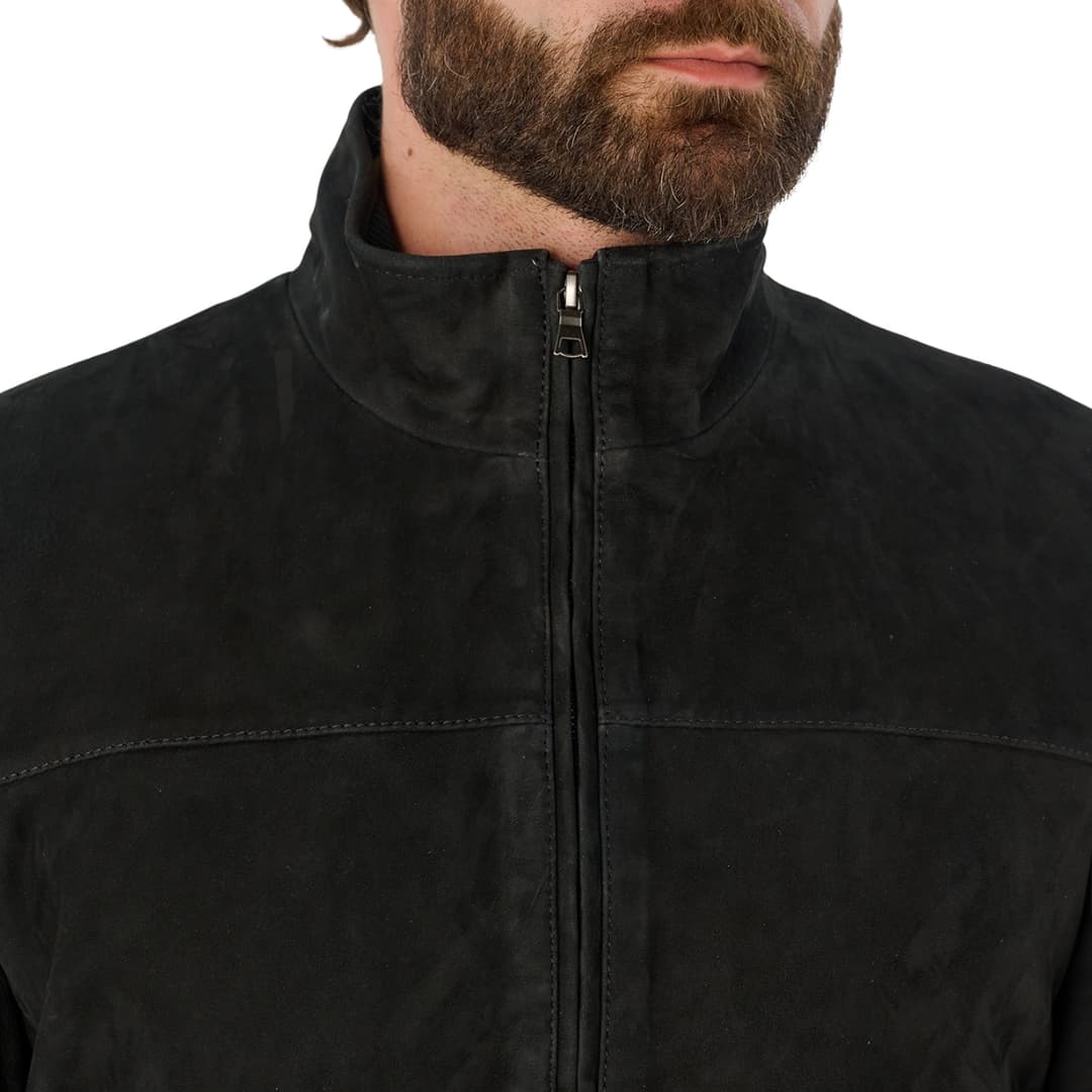 Men Black Suede Nubuck Leather Jacket