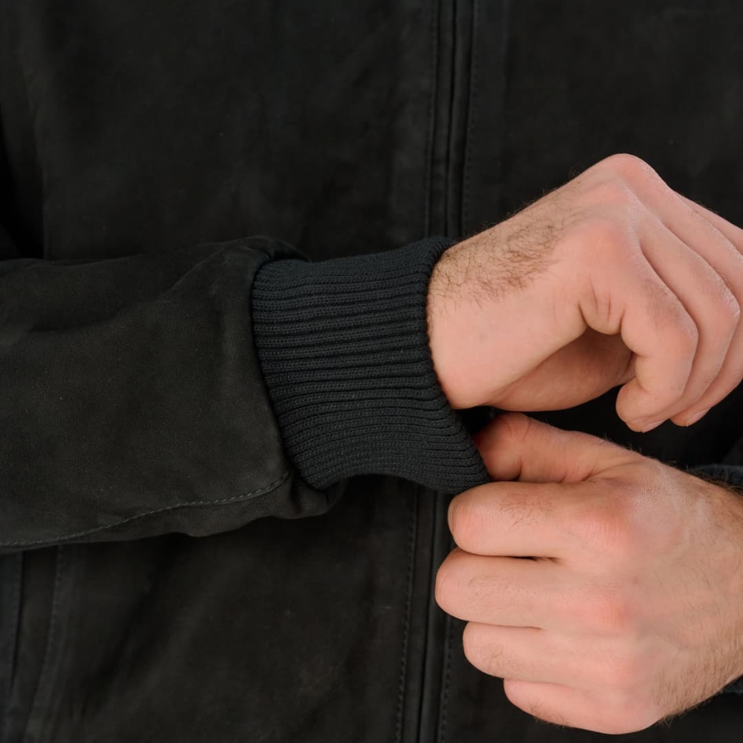 Men Black Suede Nubuck Leather Jacket