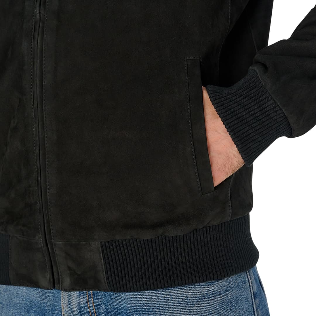 Men Black Suede Nubuck Leather Jacket