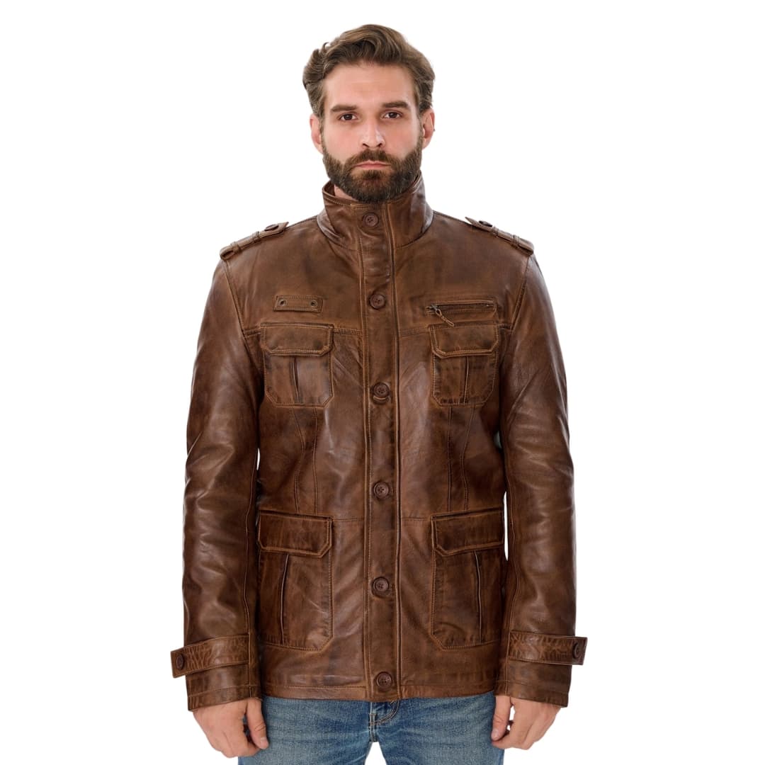 Buy Mens Vintage Brown Leather Coat