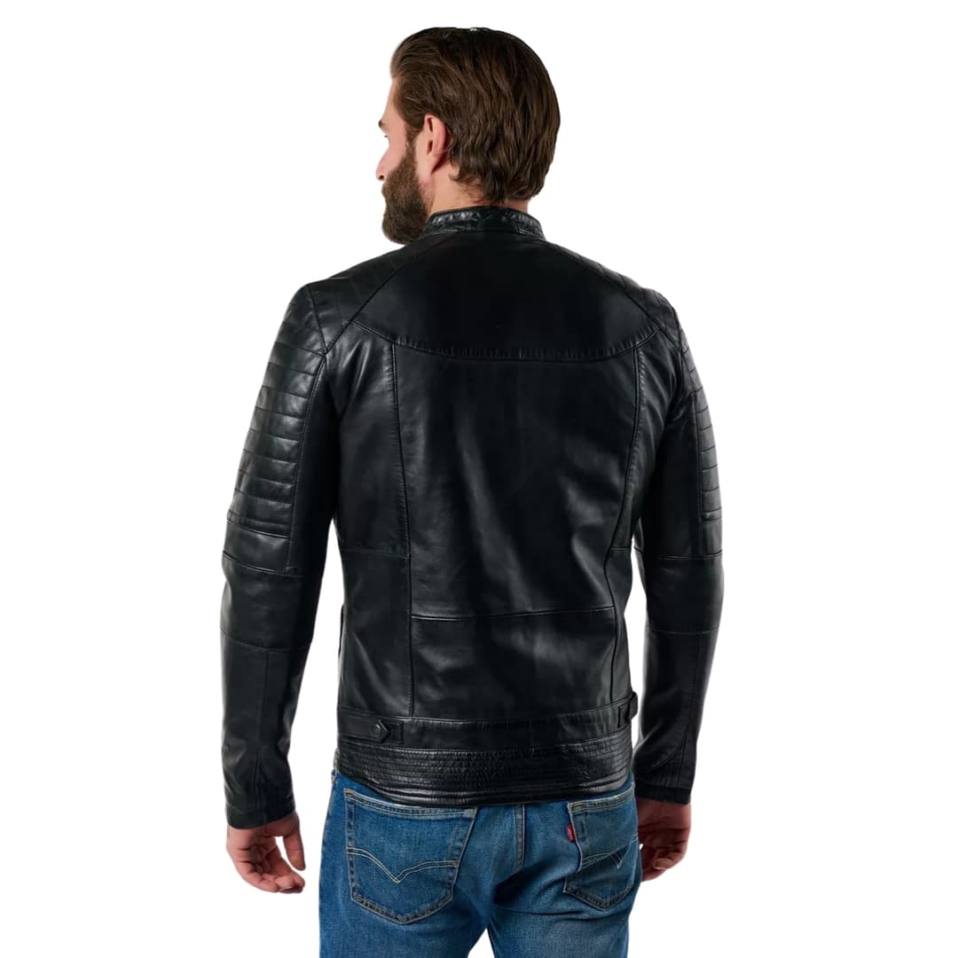 Black Mens Leather Biker Jacket (4)