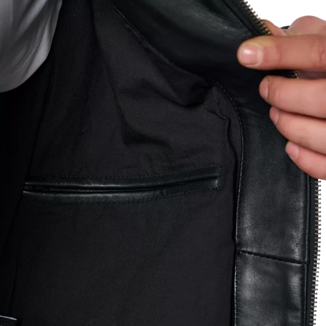 Black Mens Leather Biker Jacket (8)