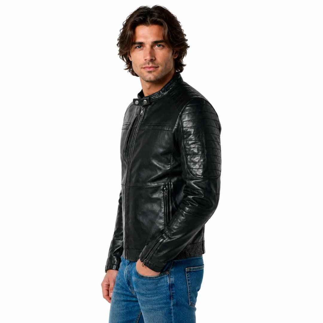 Cafe Racer Black Leather Biker_2