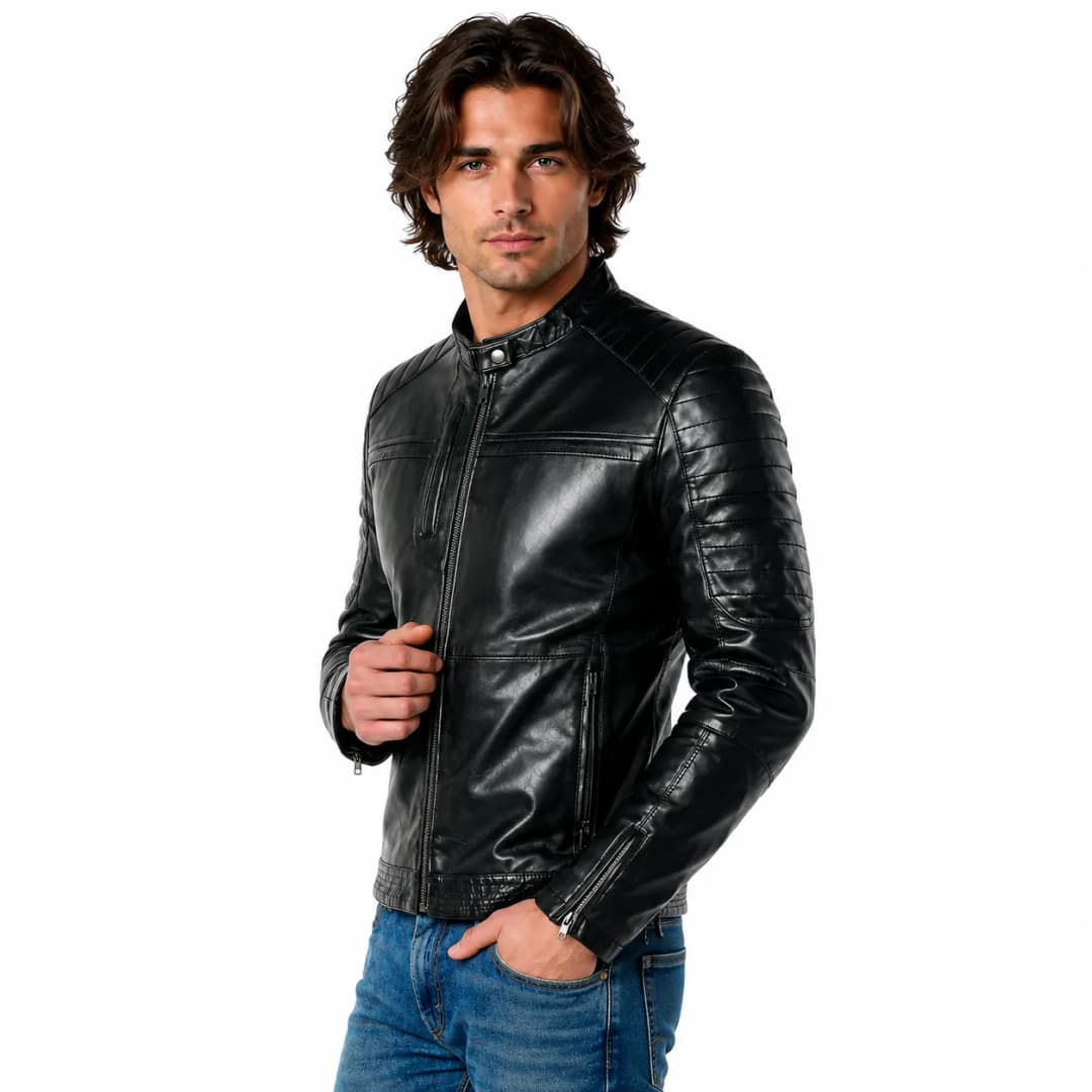 Cafe Racer Black Leather Biker_3