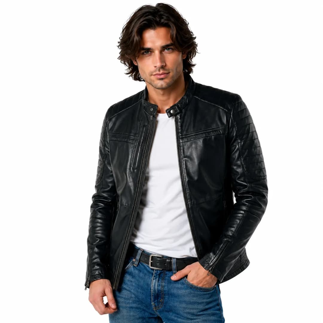 Cafe Racer Black Leather Biker_7