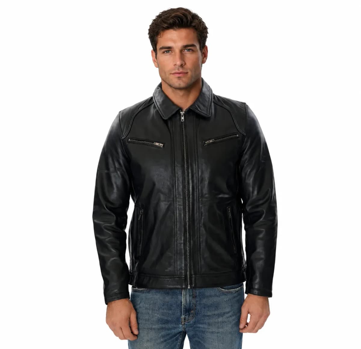 Mens Genuine Black Leather Jacket