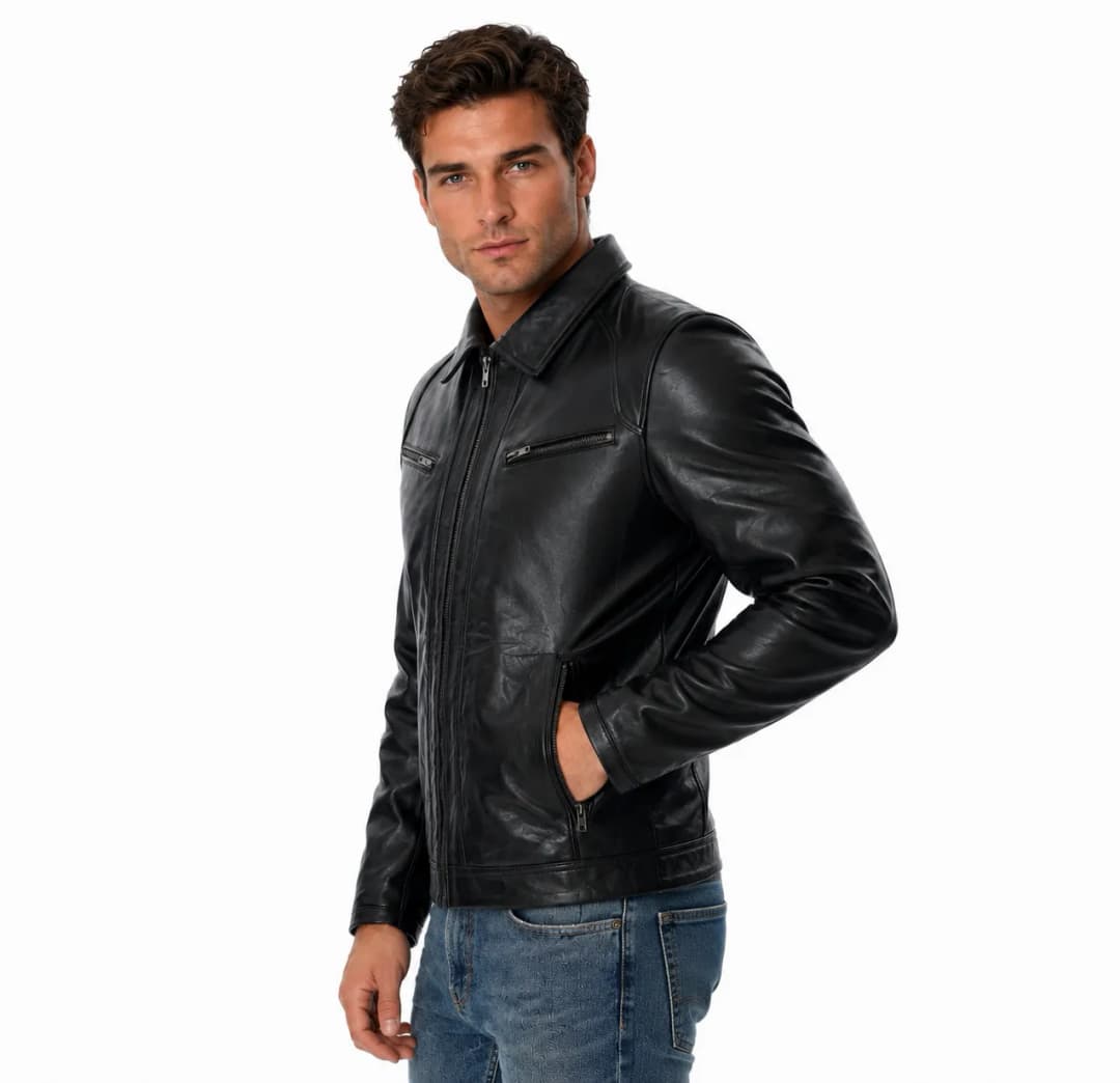Mens Genuine Black Leather Jacket_2