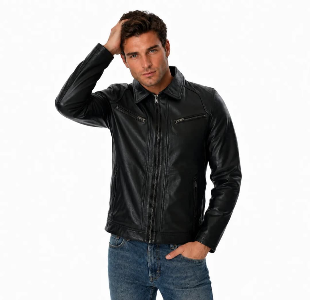 Mens Genuine Black Leather Jacket_3