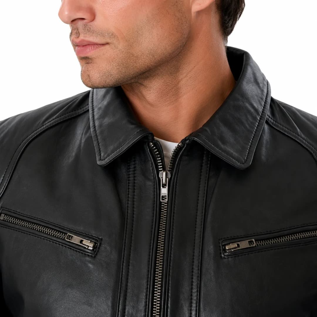Mens Genuine Black Leather Jacket_7