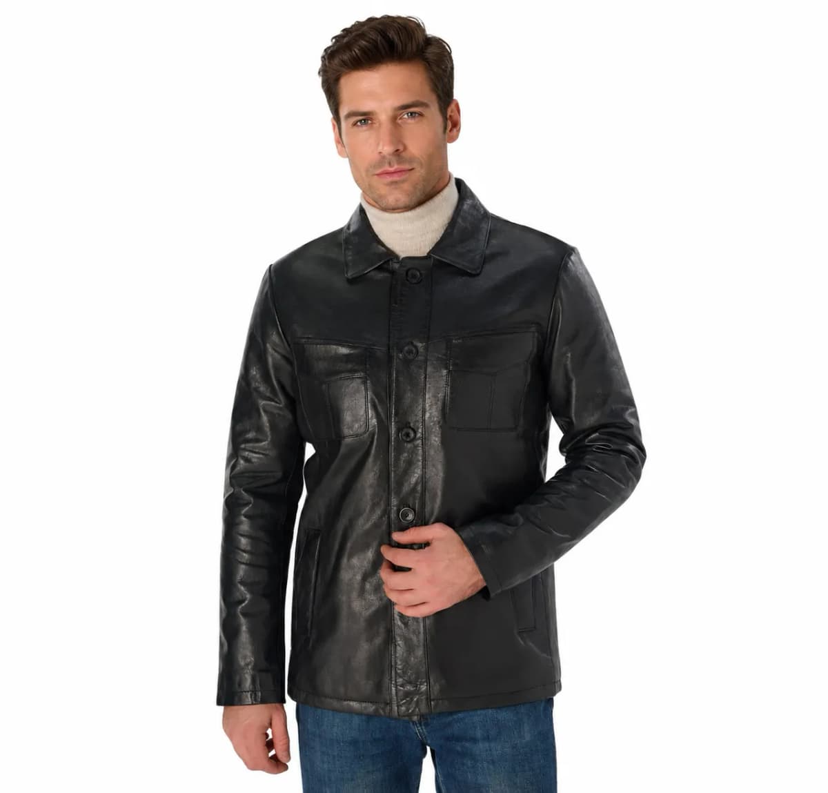 Mens Vintage Black Leather Jacket