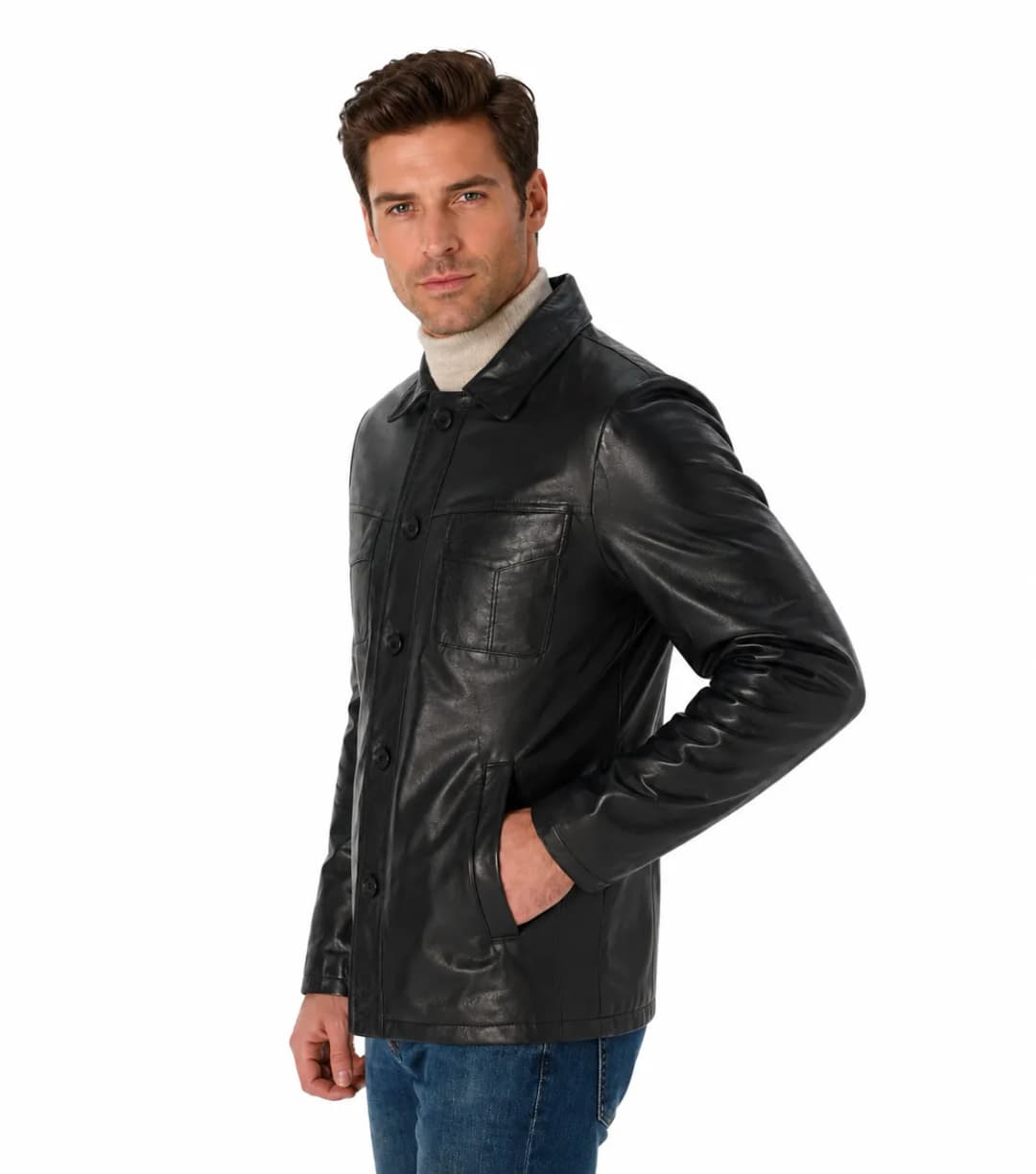Mens Vintage Black Leather Jacket_2