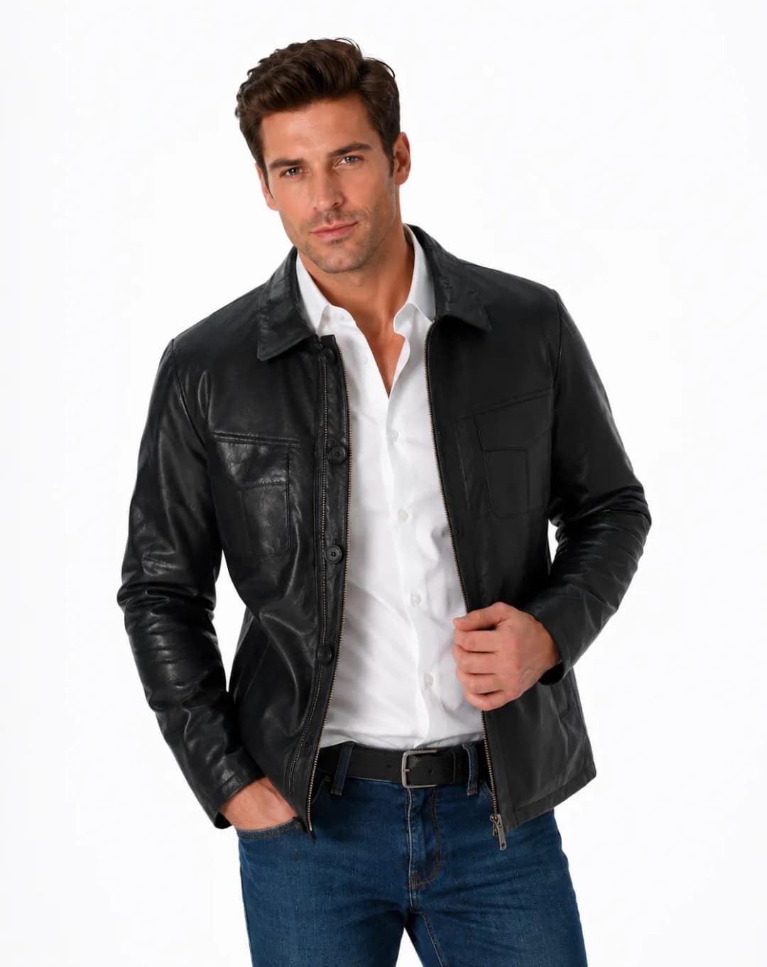 Mens Vintage Black Leather Jacket_4