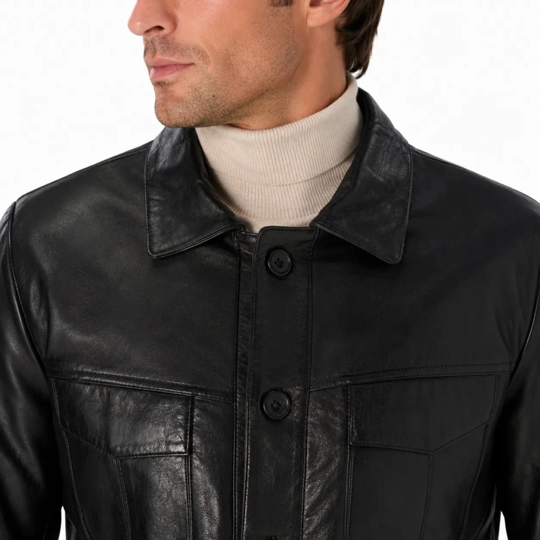 Mens Vintage Black Leather Jacket_8