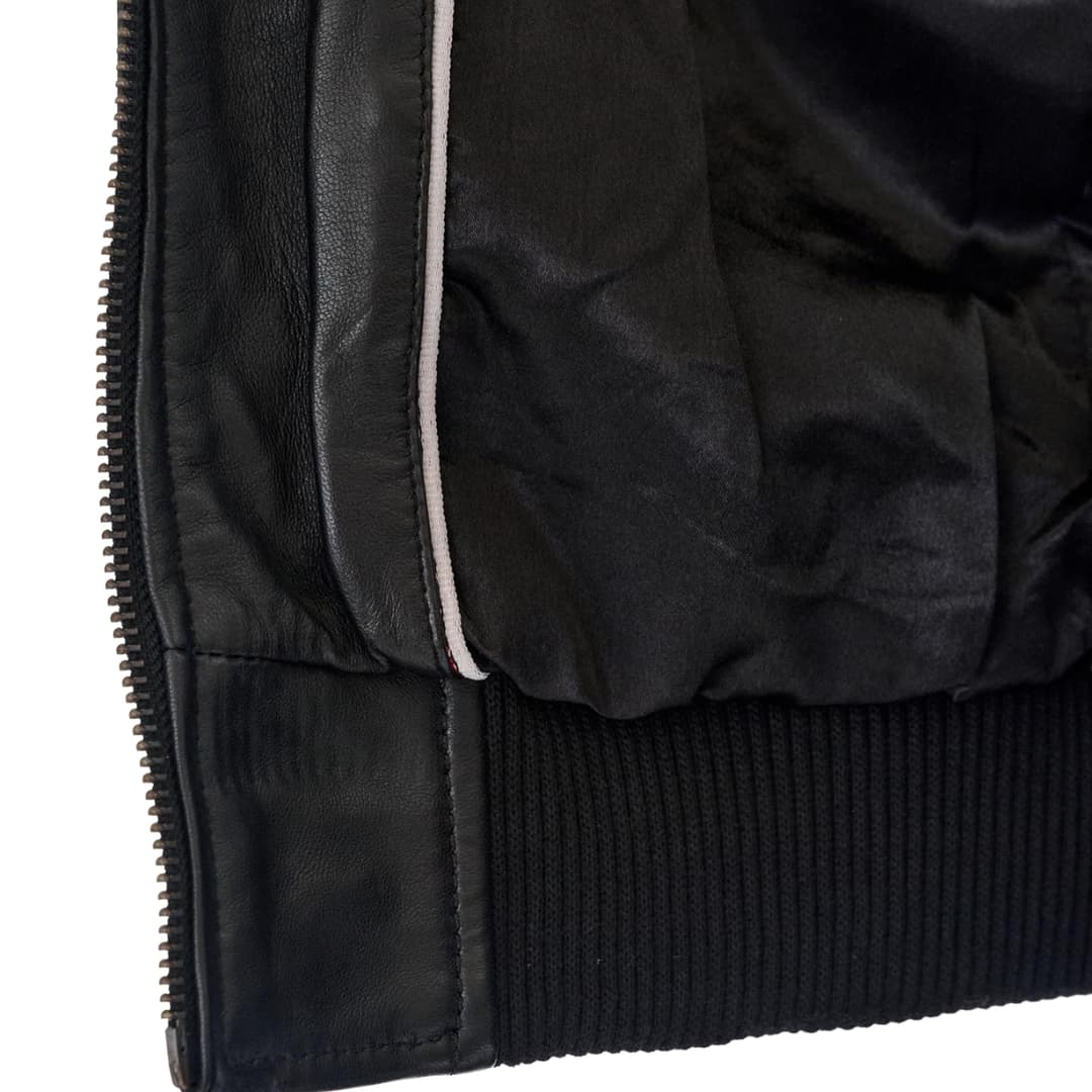 Women’s Black Aviator Leather Jacket with Shearling Collar