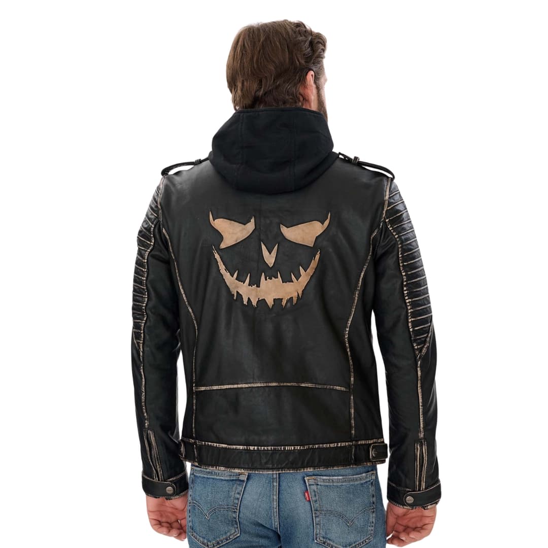 suicide squad joker mens leather biker jacket