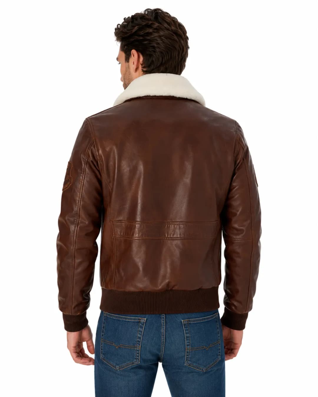 Mens Air Force Leather Flight Jacket With Fur Collar_6