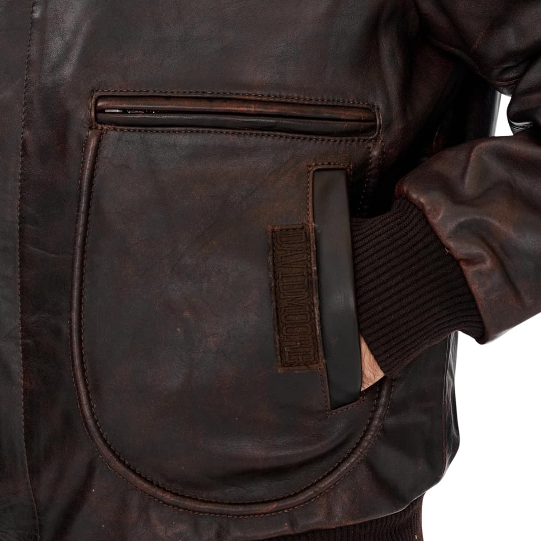 Mens Air Force Pilot Bomber Jacket With Shearling Collar