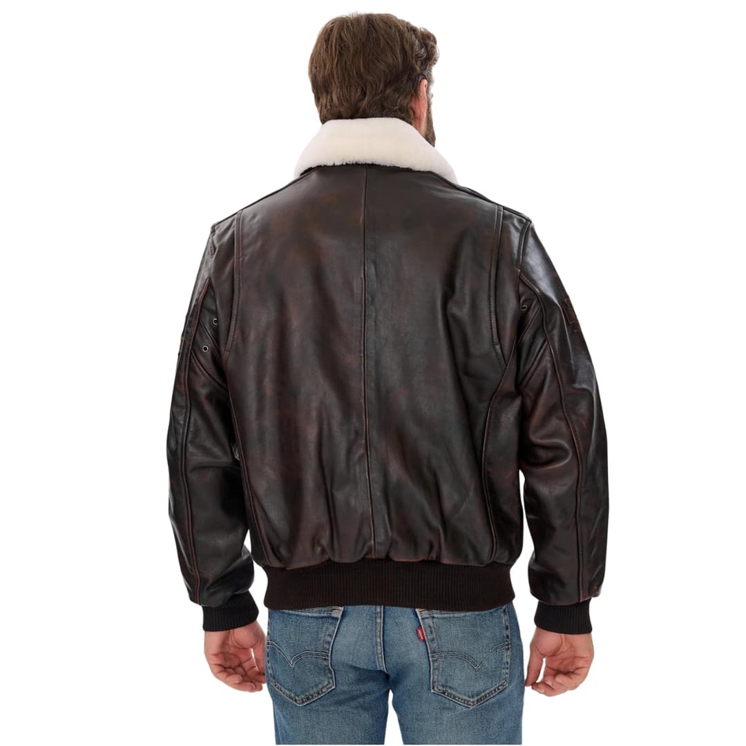 mens air force pilot bomber jacket with shearling collar