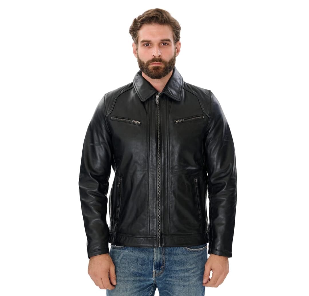 Mens Cafe Racer Black Motorycle Jacket
