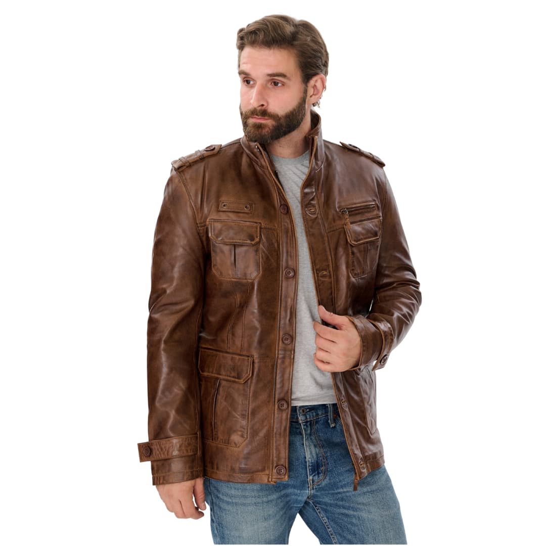 Buy Mens Vintage Brown Leather Coat